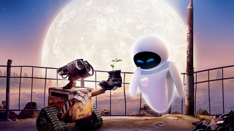 wall-e, eva, pixar, anime romance, american anime